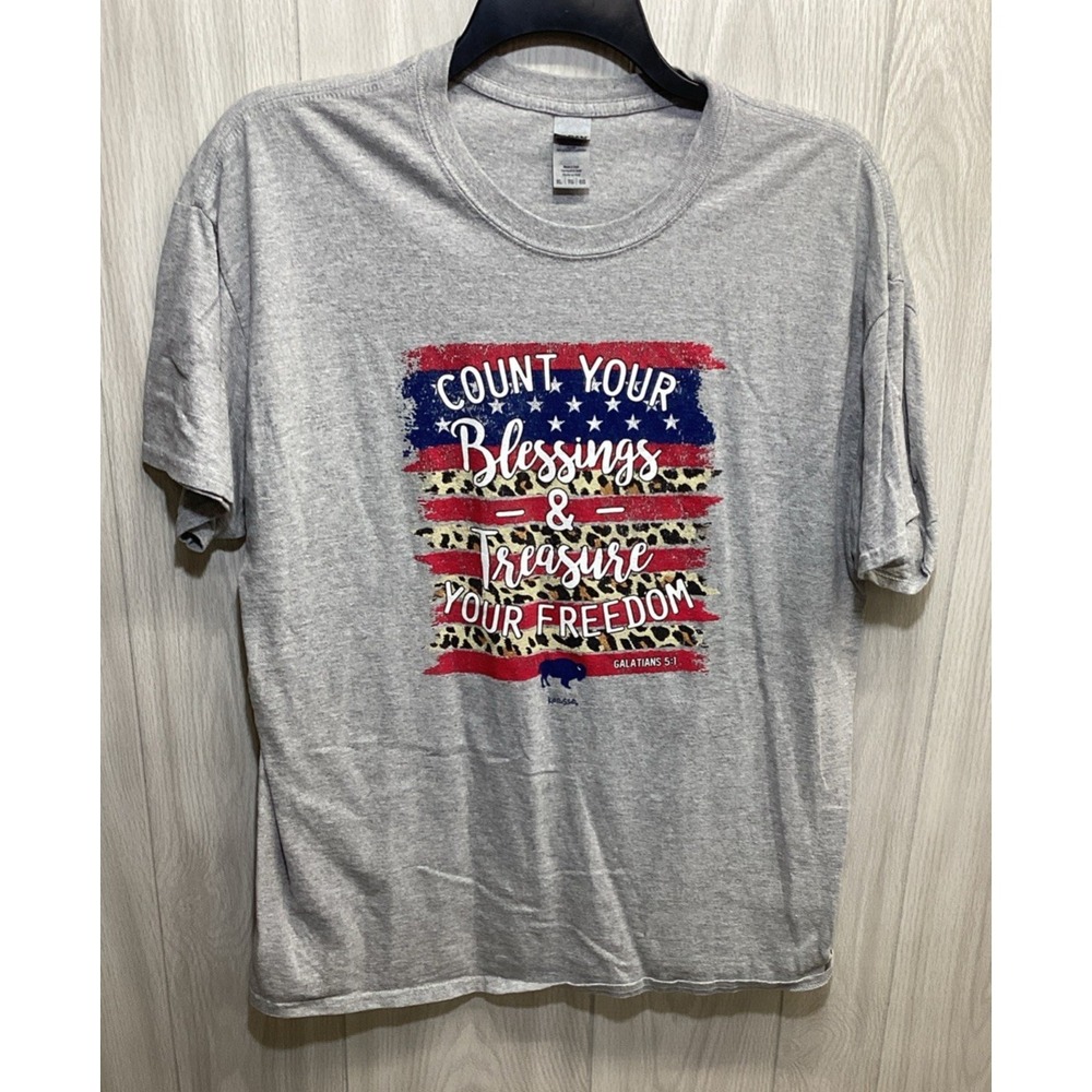 GILDAN Women's (Size XL) Short‎ Sleeve Crew Neck T-Shirt Blessing Freedom